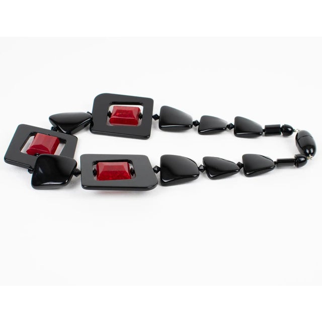 2000 - 2009 Angela Caputi Red and Black Resin Beaded Choker Necklace For Sale - Image 5 of 8