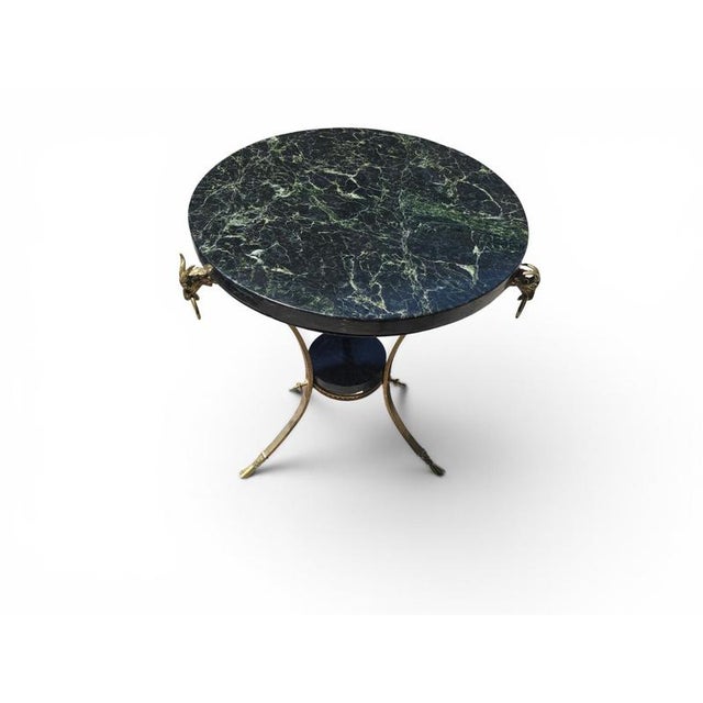 Stone French Empire Style Side Table with Gilt Bronze Base and Green Marble Top, 1970s For Sale - Image 7 of 12
