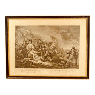 1808 John Trumbull “The Battle of Bunker’s Hill” Engraving by James Mitan, Framed For Sale