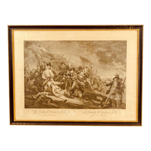 1808 John Trumbull “The Battle of Bunker’s Hill” Engraving by James Mitan, Framed