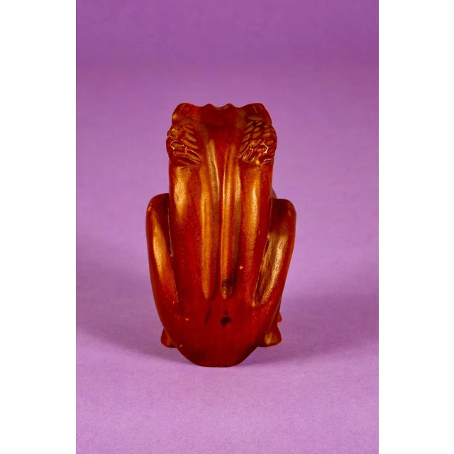 1950s Mid Century Carved Wooden Frog For Sale - Image 5 of 8