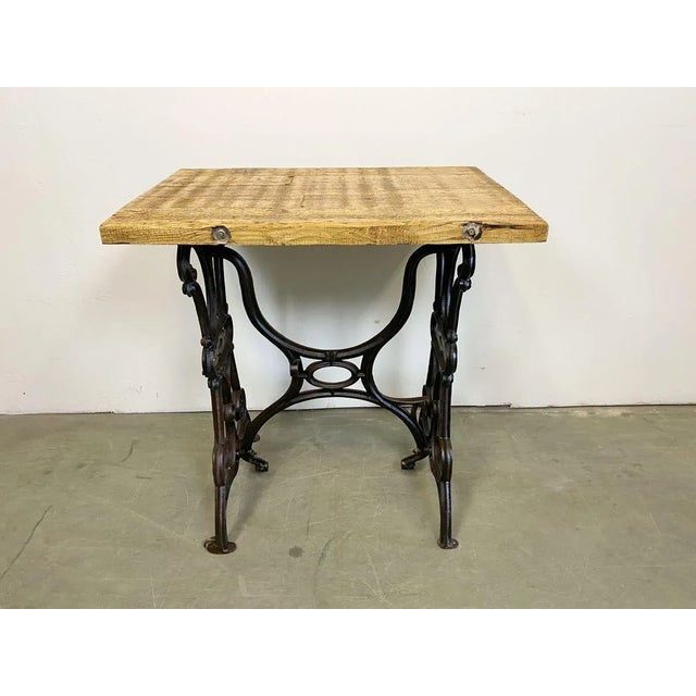 Industrial Iron & Wood Worktable, 1950s For Sale - Image 6 of 14