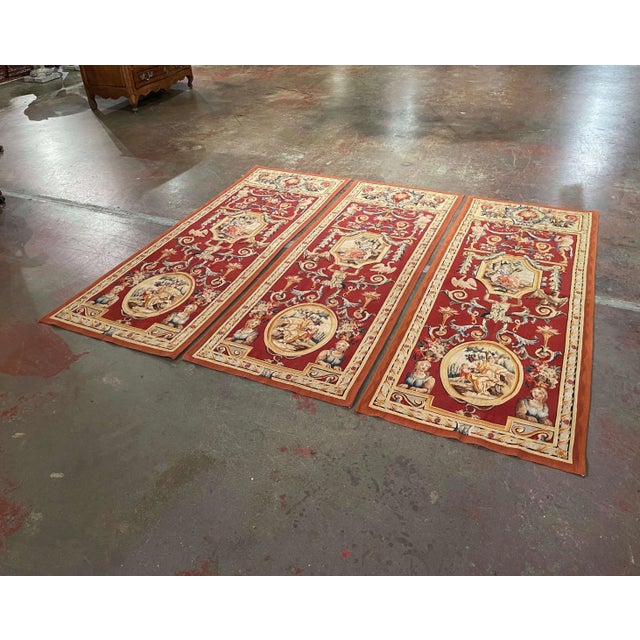 Decorate a living room, or a staircase with this elegant and colorful suite of tall "Portieres". Handwoven in France circa...