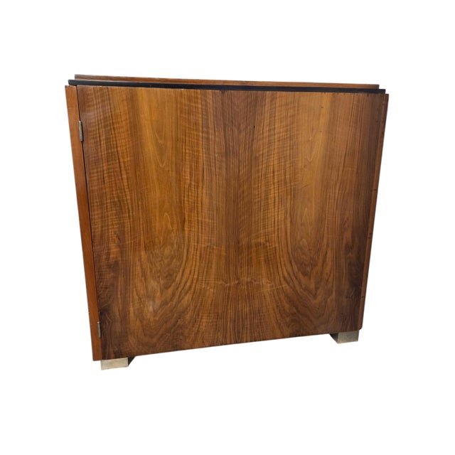 1930s Exceptional French Burl Walnut + Nickel Bronze Executive Office Desk / Writing Table/ Bureau Plat For Sale - Image 15 of 18