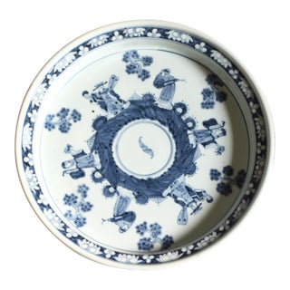 1970s Large Blue and White Asian Platter by Maitland-Smith Ltd. For Sale