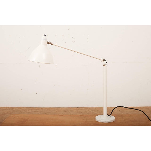 White Painted Metal Table Lamp with White Sheet Metal Shade For Sale - Image 3 of 11
