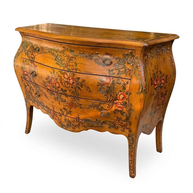 This is a lovely French style handpainted bombe commode by Decorative Crafts, a very highend furniture manufacturer....