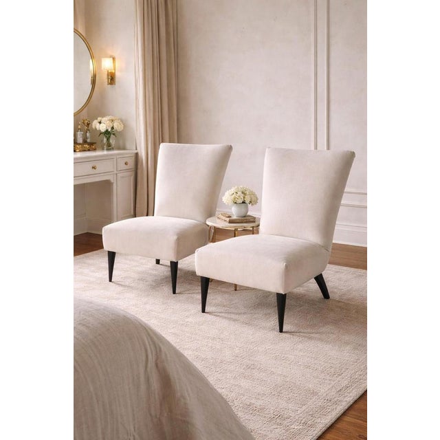 Art Deco Italian Bedroom Armchairs in Velvet and Black Lacquered Wood, 1940s, Set of 2 For Sale - Image 9 of 10
