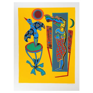 Cécile De Bruijn, Woman With a Bird, 1950, Silkscreen For Sale
