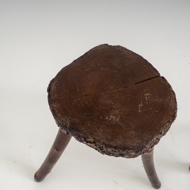 Rustic Hand-Crafted Wooden Stools, 1960s, Set of 2 For Sale - Image 17 of 18