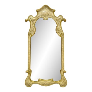 Vintage Italian Florentine Carved Sculpted Giltwood Cream and Gold Wall Mirror For Sale