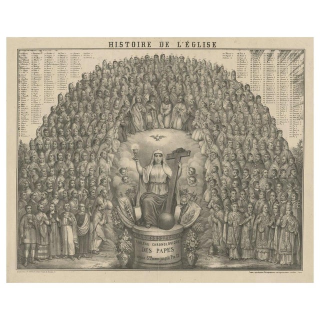 Paper Chronological Table of Popes in Church History, 1880 For Sale - Image 7 of 8