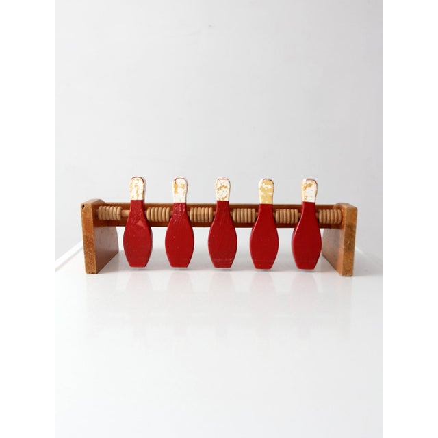 Mid-Century Wooden Tabletop Bowling Game For Sale - Image 4 of 13