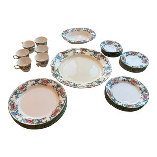 1990s Royal Doulton Flora Dora Green China - Set of 36 For Sale