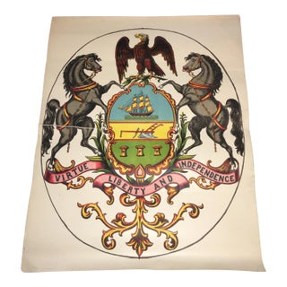 Early 20th Century Antique Pennsylvania Coat of Arms Lithograph Print For Sale