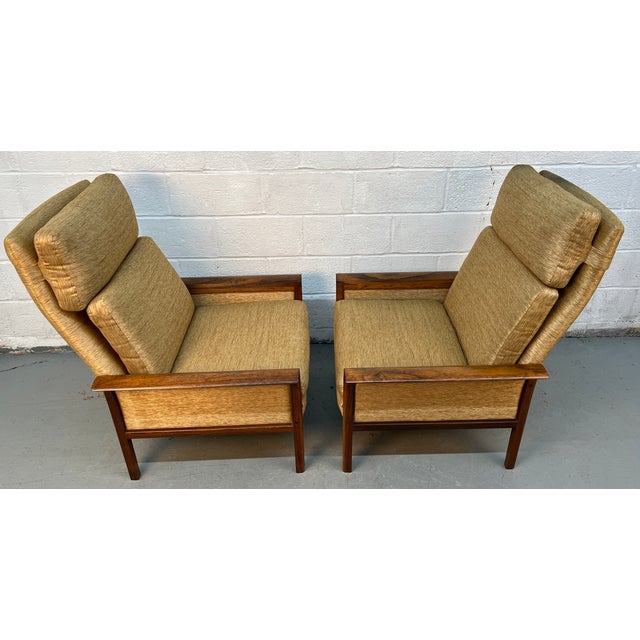 Wood Mid-Century Modern High-Back Armchairs W/ Curved Armrests For Sale - Image 7 of 13
