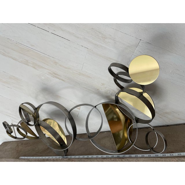 1990 Signed C. Jeré 'Floating Rings' 35" Metal Wall Sculpture, Mid-Century Modern For Sale - Image 9 of 9