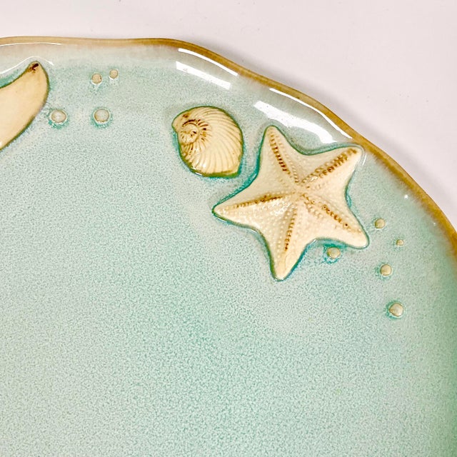 1990s Vintage Coastal Hollywood Regency Seashell Platter For Sale - Image 9 of 11