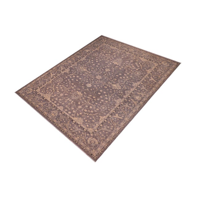 Rustic Oriental Ziegler Gray Beige Hand-Knotted Wool Rug - 9'9'' X 13'8'' For Sale - Image 3 of 8
