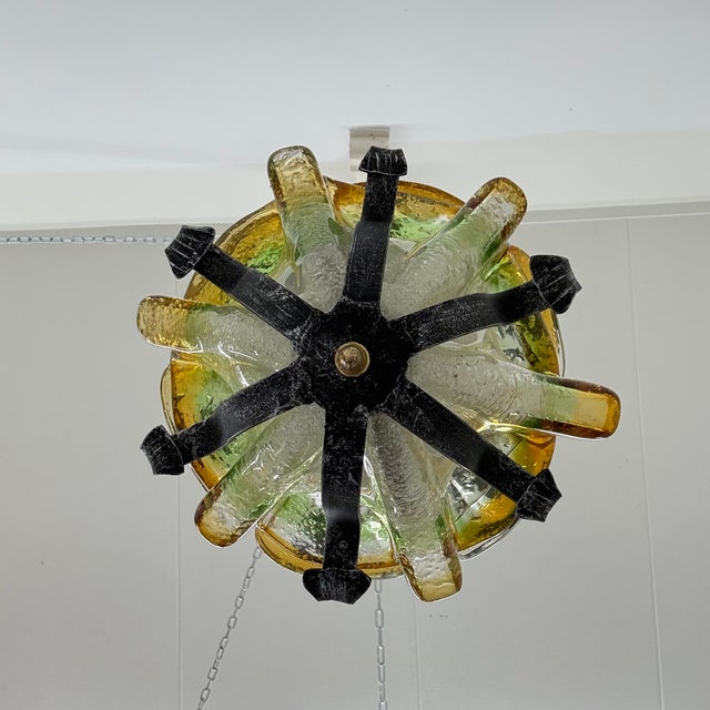 Brutalist Glass and Iron Hanging Lamp, 1970s For Sale - Image 16 of 17