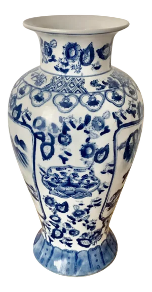Vintage Chinoiserie Classic Blue on White Vase