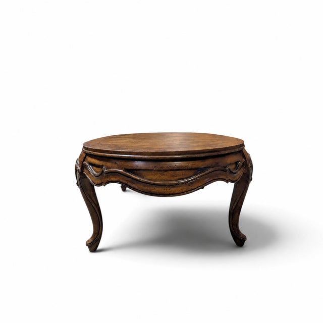 Vintage Louis XV Style Oval Coffee Table With Figured Wood Top For Sale - Image 14 of 14