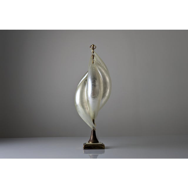 Hollywood Regency Canadian Opalescent Acrylic Glass Table Lamp by Maison Rougier, 1970s For Sale - Image 12 of 14
