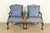 A gorgeous pair of Chippendale or Georgian carved mahogany open arm library chairs or lounge chairs By Kittinger USA, 1991...