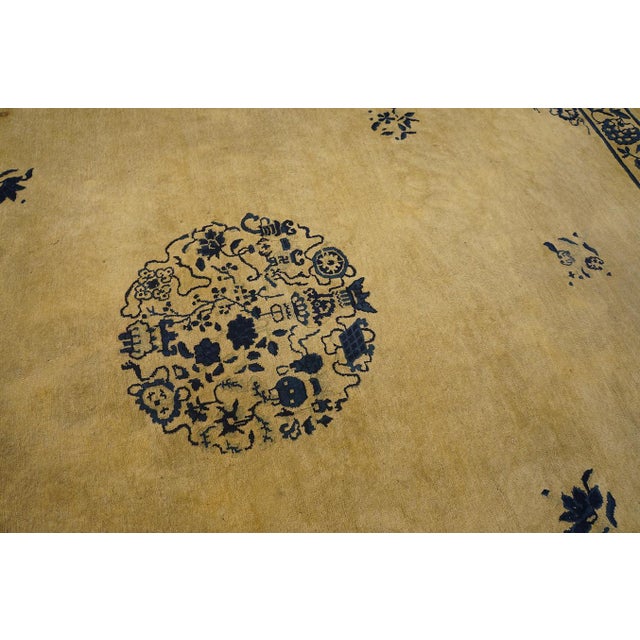 Blue Wonderful Beige and Blue Color With Small Florid Design Antique Chinese Peking Rug For Sale - Image 8 of 8