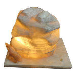 Mid 20th Century MCM Alabaster Iceberg Lamp With Polar Bear