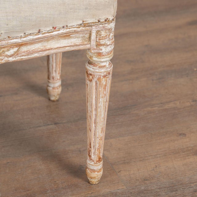 Pair, 19th Century Swedish Gustavian White Stools Tabourets For Sale - Image 10 of 11