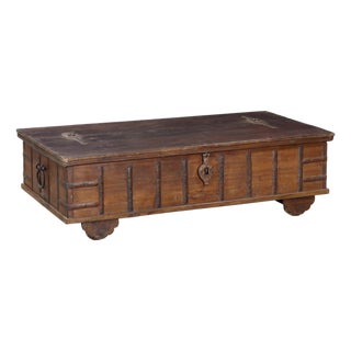 Antique Indian Teakwood Blanket Chest/Coffee Table For Sale