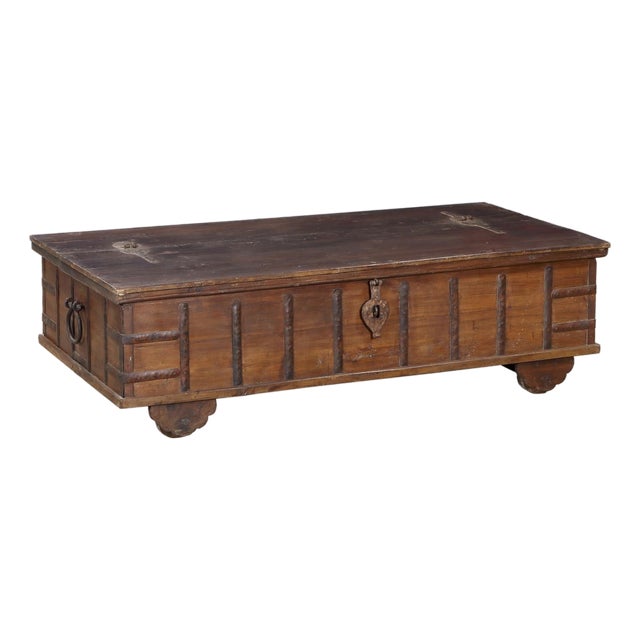 Antique Indian Teakwood Blanket Chest/Coffee Table For Sale