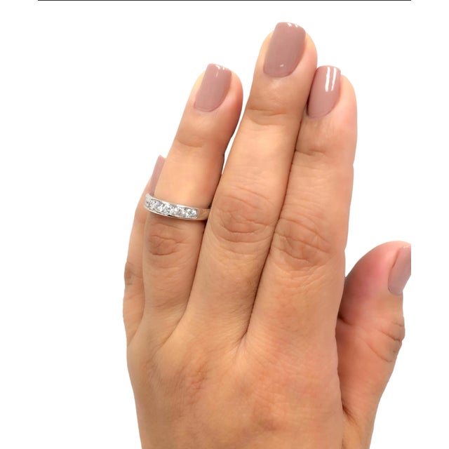 Tiffany & Co. Platinum Channel-Set 9 Stone Round Diamond .81ct Band Ring For Sale - Image 9 of 9