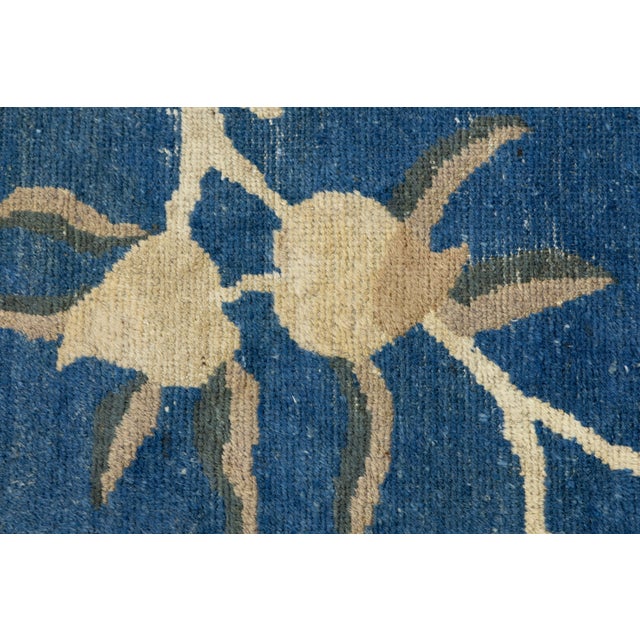 Textile Antique Chinese Peking Art Deco Wool Rug in Indigo Blue and Cream, Circa 1920s For Sale - Image 7 of 12