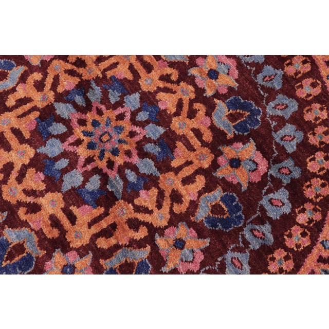 Art Nouveau Boho Chic Ziegler Red/Blue Wool Runner Rug- 9'11'' X 10'3'' For Sale - Image 3 of 10