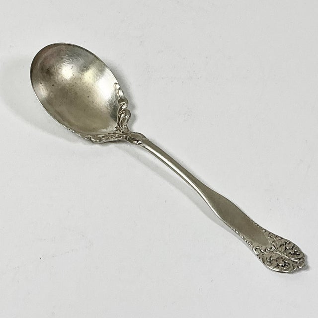 Metal Antique Hollywood Regency Baroque English Wm Rogers Silverplate Sugar Spoon For Sale - Image 7 of 8