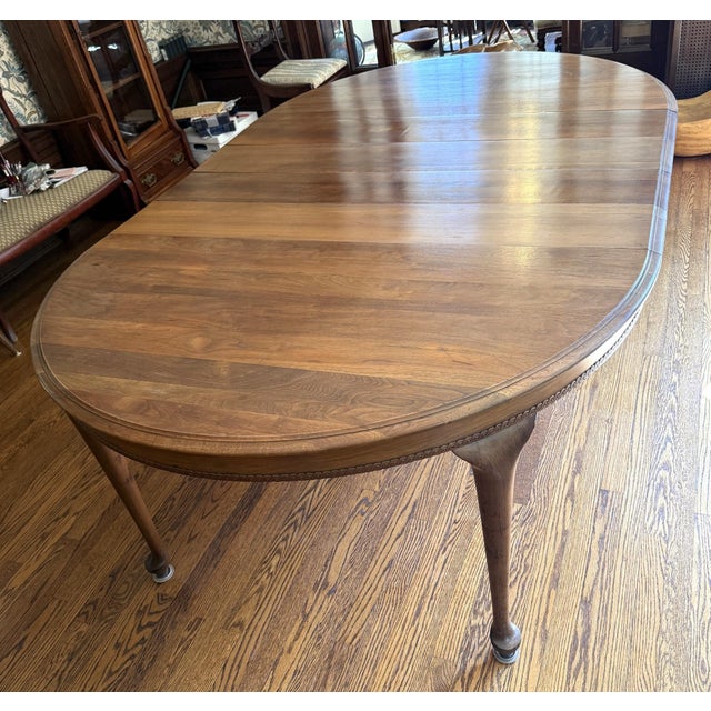 Antique Walnut Dining Room Table, Queen Anne Style, 8 Leaves For Sale - Image 15 of 17
