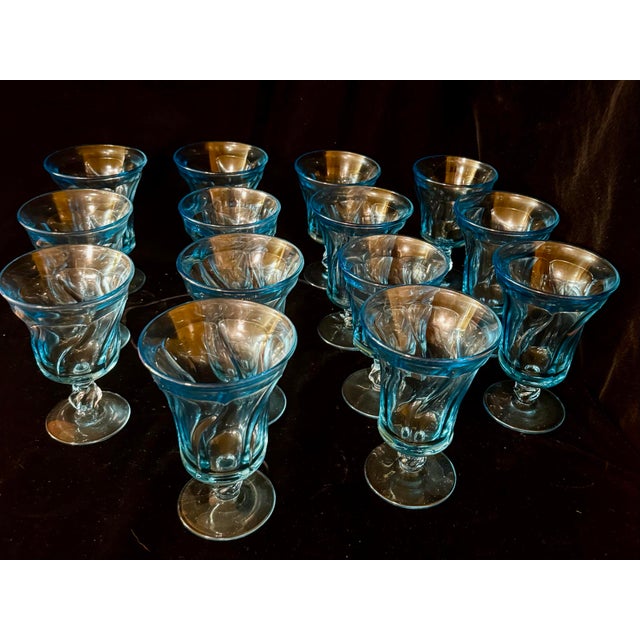 1950s 1950s Fostoria Jamestown Blue Goblets - 14 pcs For Sale - Image 5 of 12