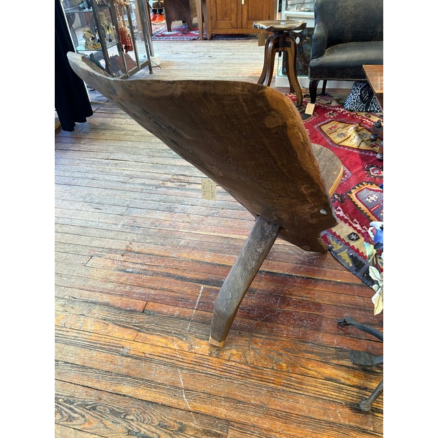 Brown Hand Carved Wood African Birthing Chair For Sale - Image 8 of 9