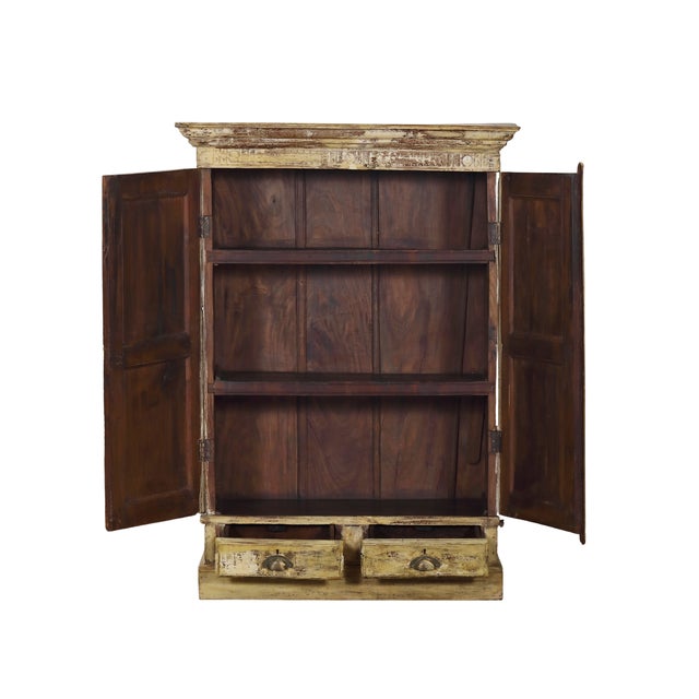 Antique Indian Painted Teakwood Armoire For Sale In Santa Fe - Image 6 of 7
