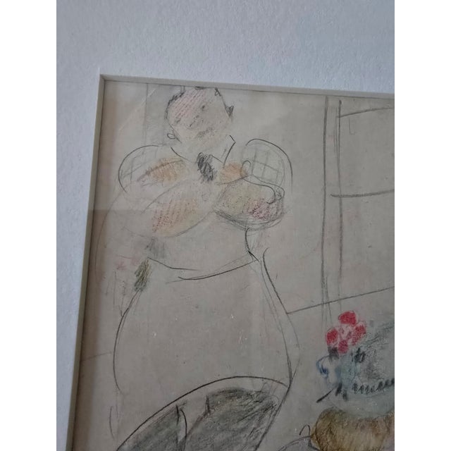 Vintage Mid Century Modern Signed Café Scene For Sale In Boston - Image 6 of 7