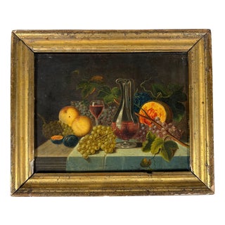French School Artist, Still Life with a Wine Decanter, Oil Painting, 1800s, Framed For Sale
