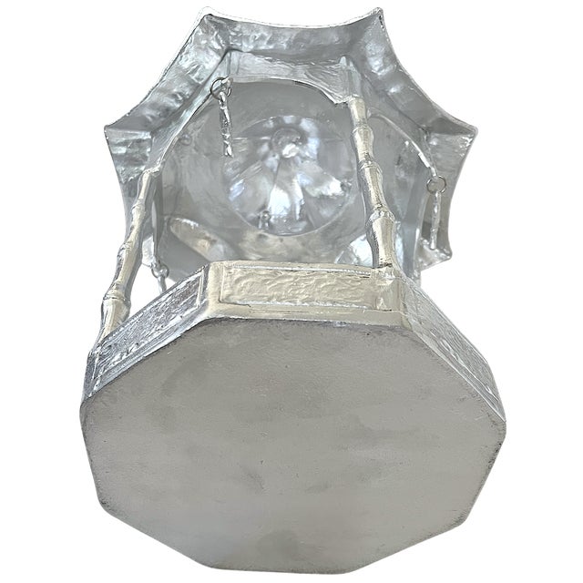 Metal 1980s Large Heavy Cast Aluminum Chinoiserie Pagoda Lantern & Centerpiece With Hanging Fish, 17" For Sale - Image 7 of 9