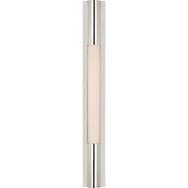 Ian K. Fowler for Visual Comfort Signature Ellington 24" Slimline Bath Light in Polished Nickel with White Glass For Sale