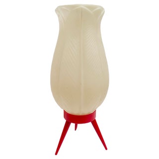 Atomic Space Age Tulip Shaped Acrylic Red Tripod Table Lamp by Hercules, 1960s For Sale