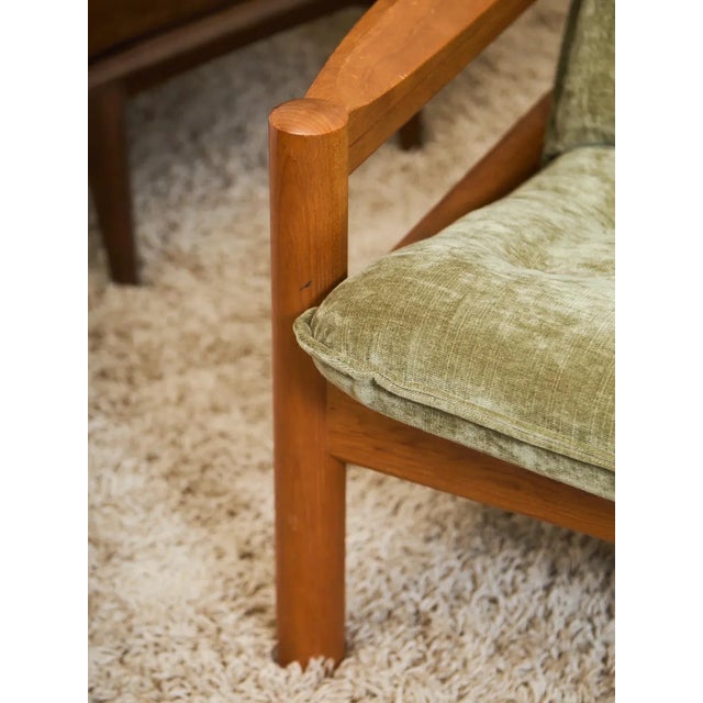 Avocado Mid 20th Century Styled After Danish Domino Mobler Teak Sofa, Newly Upholstered For Sale - Image 8 of 12