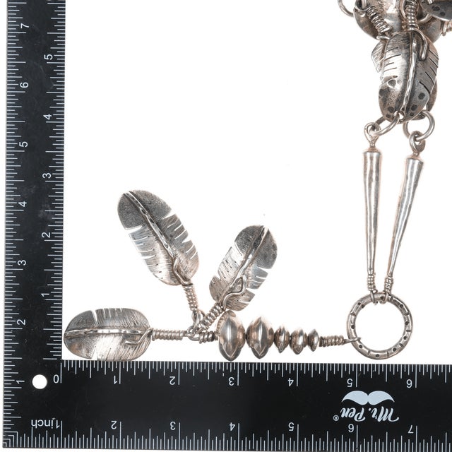 Heavy vintage Native American sterling feather necklace For Sale - Image 9 of 11
