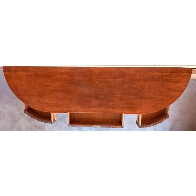 Brown Late 19th Century English Carved Console with Book-matched Veneer and Three Drawers For Sale - Image 8 of 18