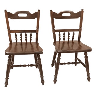 Vintage Children's Windsor Style Solid Wood School Desk Chairs- A Pair For Sale